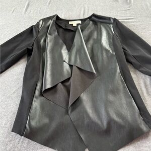 Michael Kors Black Faux Leather Drape Jacket